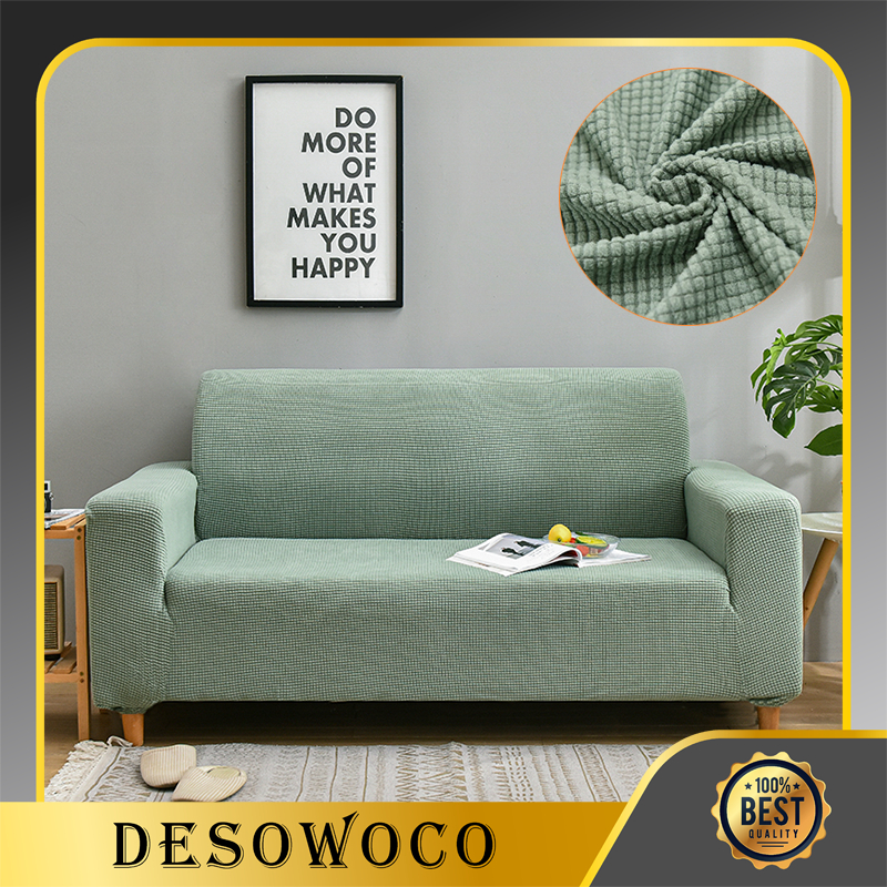 DESOWOCO Cover sofa Sarung Sofa Anti Slip Penutup Sofa Tebal Warna Solid  Seater 1/2/3/4