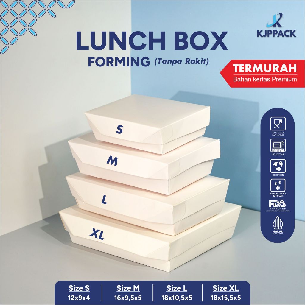 Jual KJPPACK Lunch Box Paper Premium White Laminasi Premium Anti Bocor ...
