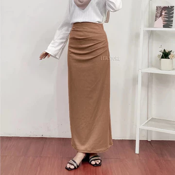 Fay Long Skirt Rok Span Serut Satin Silk Korean Skirt Rok Casual Flowy Midi Maxi Loose Skirt