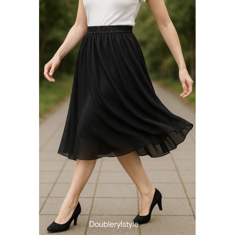 Jual Sora Midi Skirt by Doublerylstyle/Rok Midi/Rok Hitam Polos/Rok ...