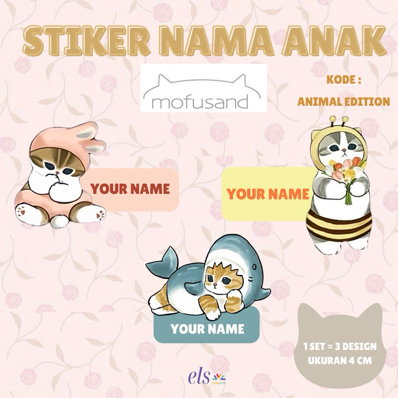 Jual Stiker Label Nama Anak Custom Sticker Kucing Cat Jepang Japan ...