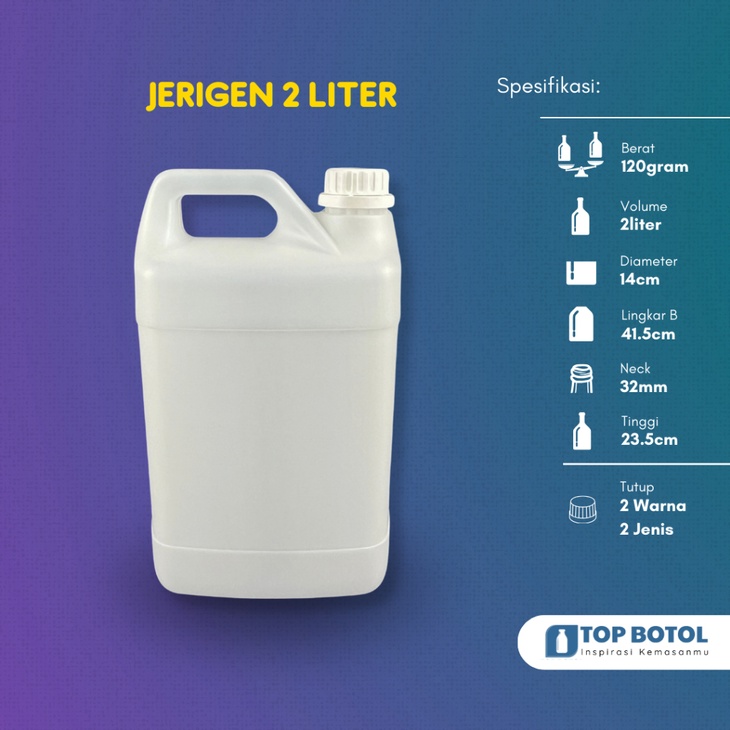 Jual (Paket isi 20pcs) JERIGEN 2 LITER NATURAL HDPE JUAL JERIGEN MINYAK ...
