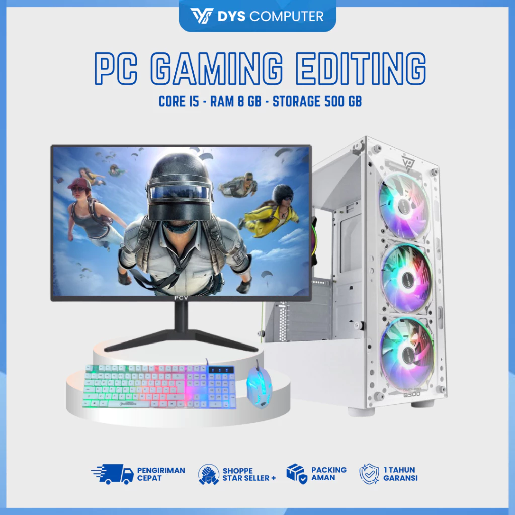 Komputer full set i5 gaming desain editing ram 8gb / 500gb /