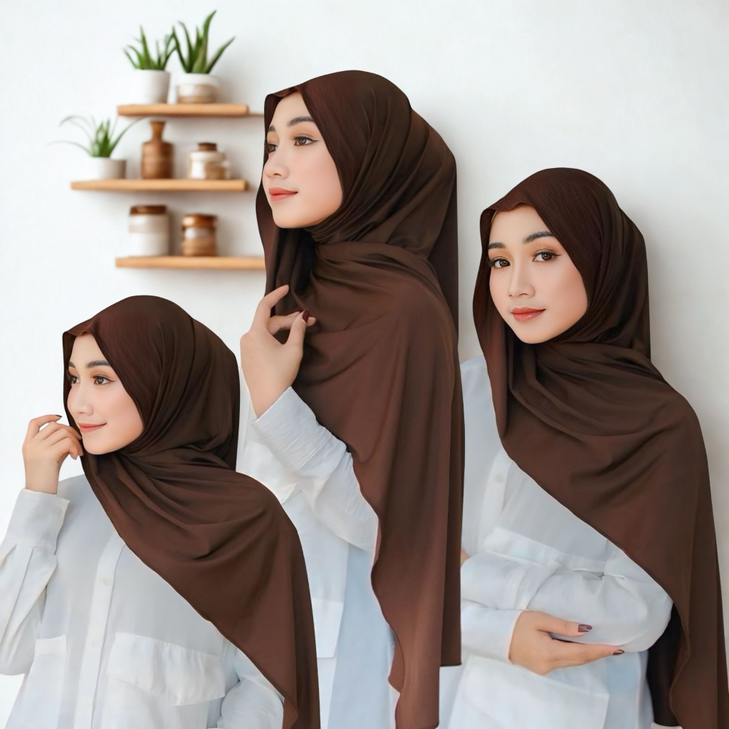 Jual MAMANUR Pashmina Instan Jersey Slup Oval Meleyot Premium / Hijab ...