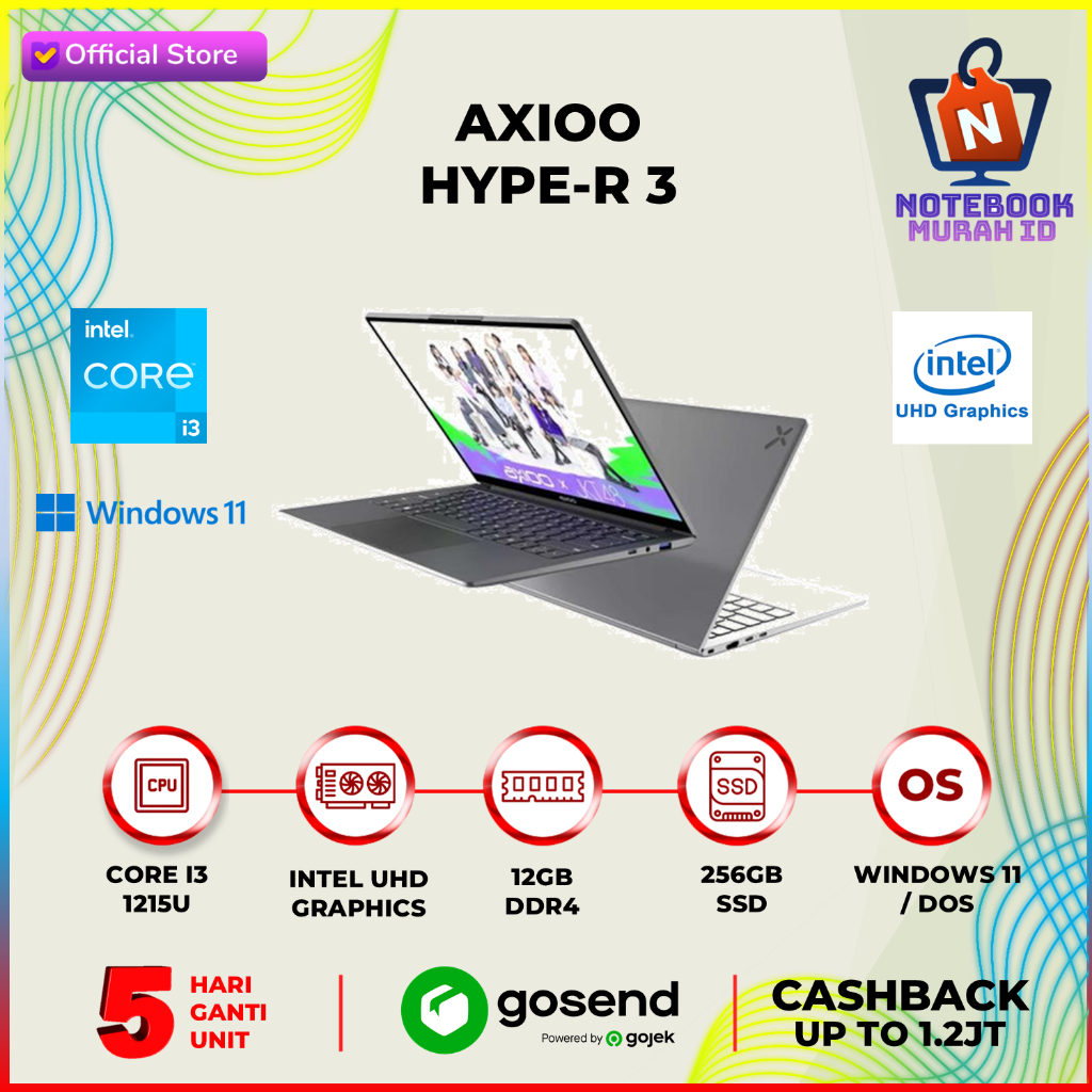 Jual Axioo HYPE-R 3 I3 1215 12Gb 256Gb Dos/Win 14.0Fhd (1KG) | Shopee ...
