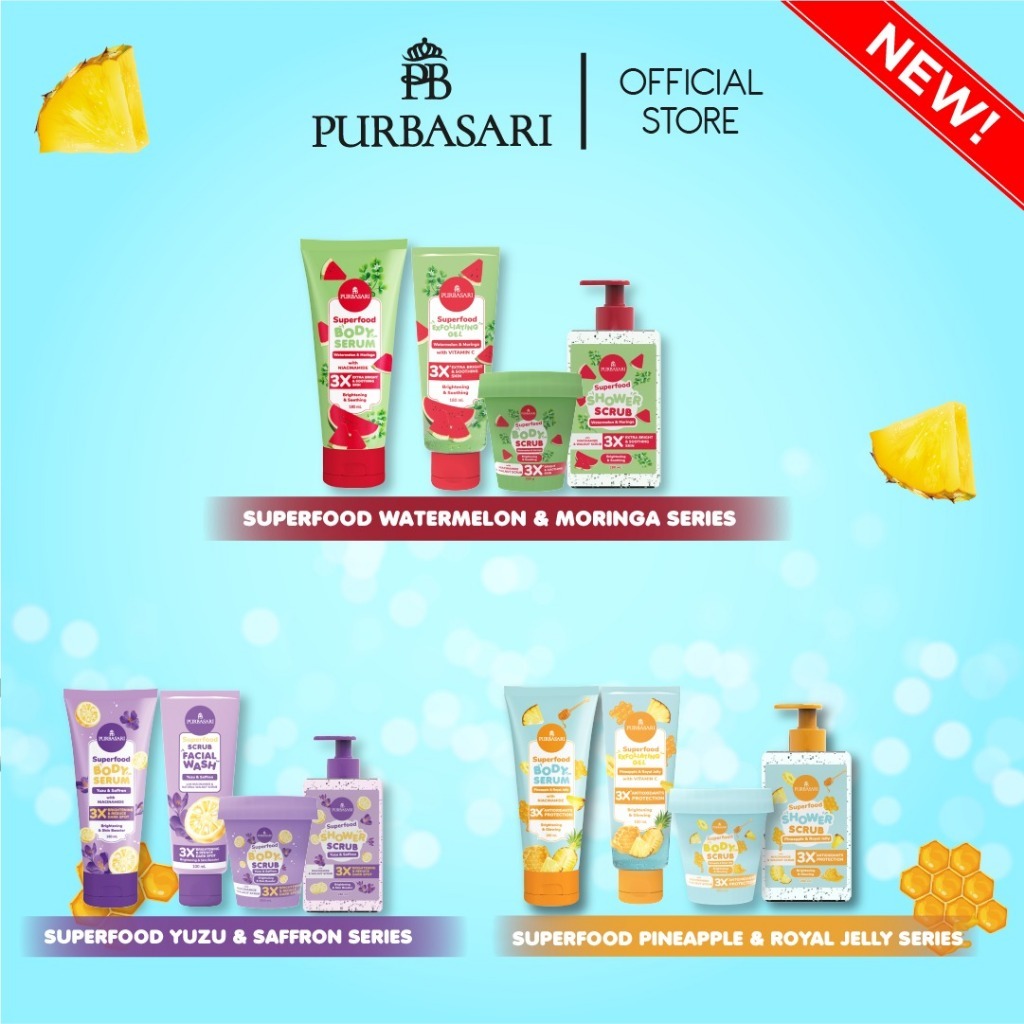 Jual Purbasari Superfood Series Set - Body Serum , Shower Scrub, Body