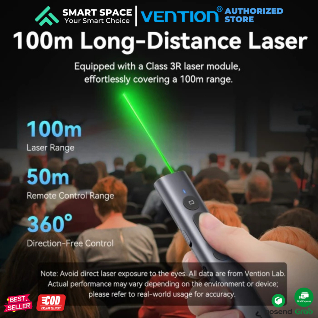Jual VENTION Wireless Green Dot Laser Pointer Rechargeable 2.4Ghz ...