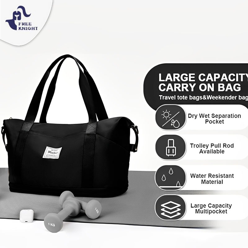 Freeknight Anti Air Tas Travel Besar Lipat Hand Carry Bag Gym Fitness  Waterproof Mudik Pakaian Traveling Duffel TTB110