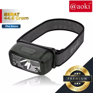 AOKI Lampu Kepala Sensor Cerdas – Ultra Ringan, USB-C, Baterai Tahan Lama, LED Terang, IP4X, Cocok untuk Outdoor & Petualangan