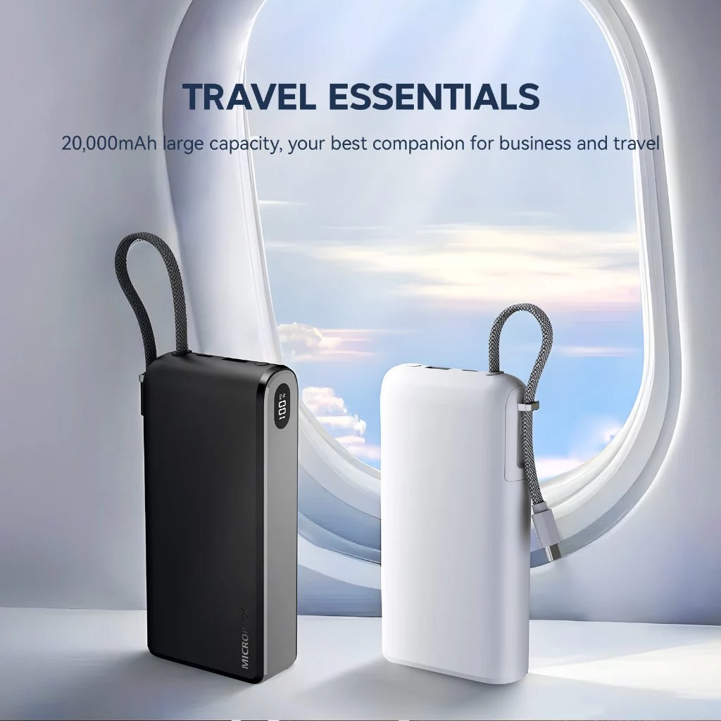 MICROPACK- 20000mAh Built-in Cable Fast Charging Power Bank PB-C20