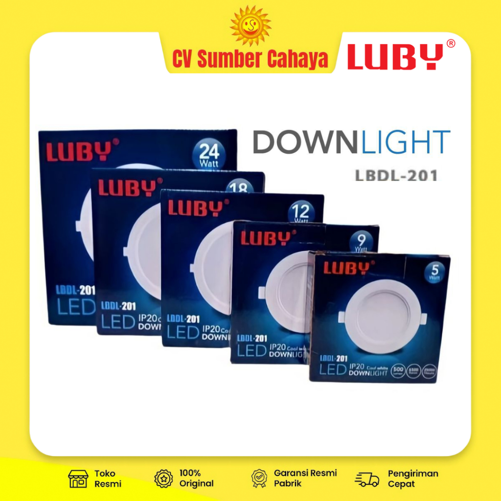Jual Luby LED Downlight Panel Inbow Bulat LBDL 201 5 Watt 9 Watt 12 ...