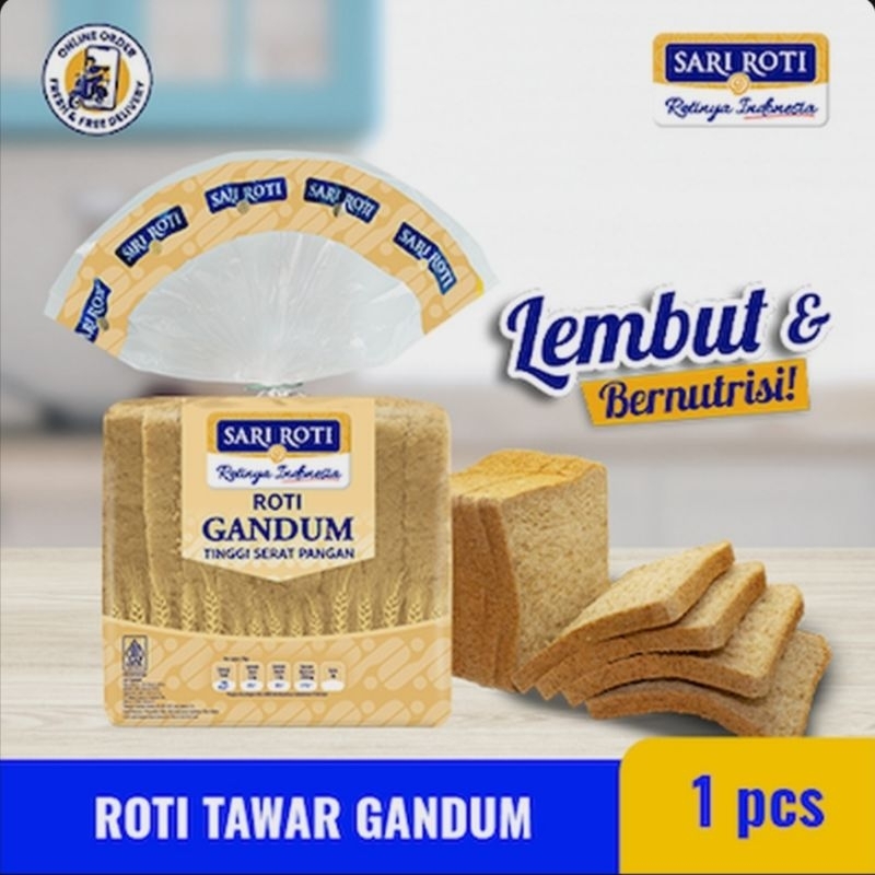 Jual SARI ROTI Tawar gandum lembut sehat bernutrisi tinggi serat ...