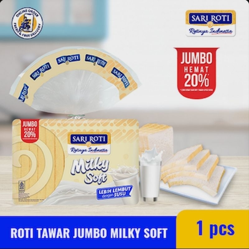Jual SARI ROTI Tawar Jumbo Milky Soft Lembu…