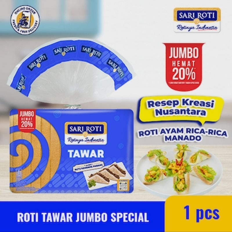 Jual SARI ROTI Tawar Jumbo Spesial Lembut Sehat Bernutrisi | Shopee ...