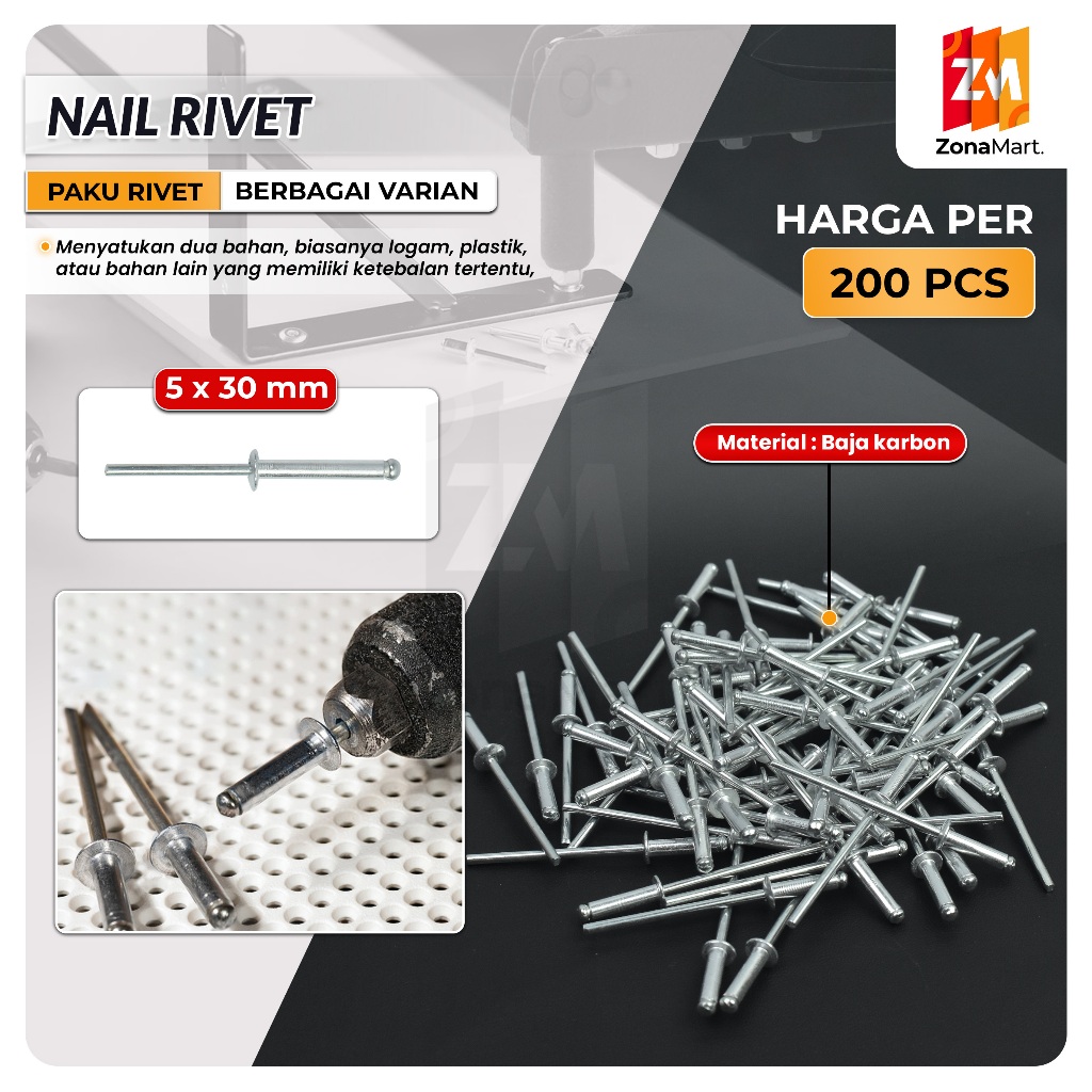 Jual Paku rivet 5x30mm isi 200 pcs | Shopee Indonesia