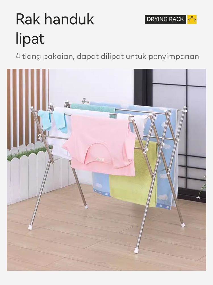 Jual Jemuran Baju Handuk stainless steel lipat besi kuat Tiang ...