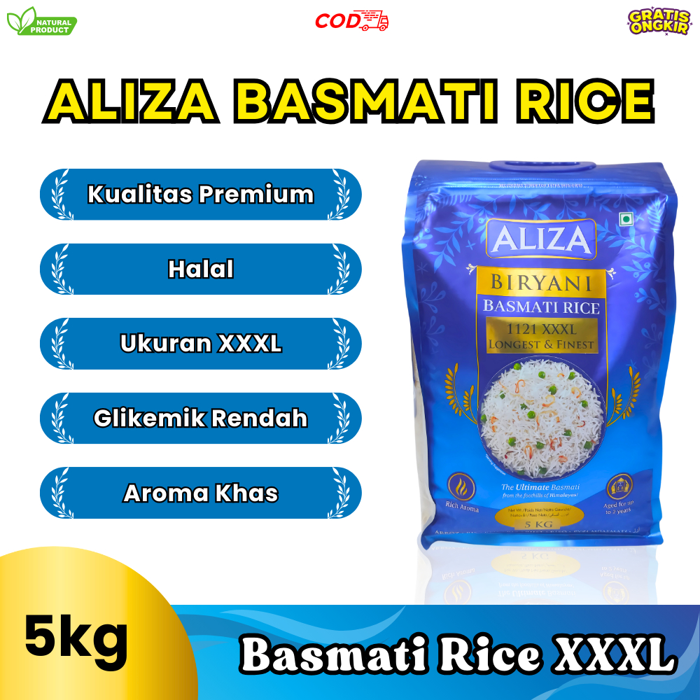 Jual Beras Basmati Aliza 5kg Premium - Biryani Basmati Rice Extra Long ...