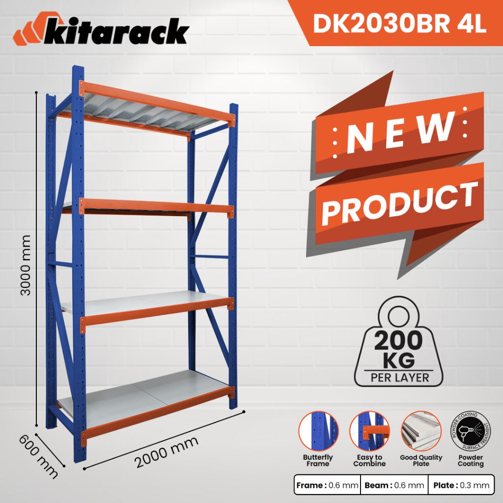 Jual DK20 Rak Gudang KITARACK Warehouse Rack 4 Layer Kapasitas 200KG ...