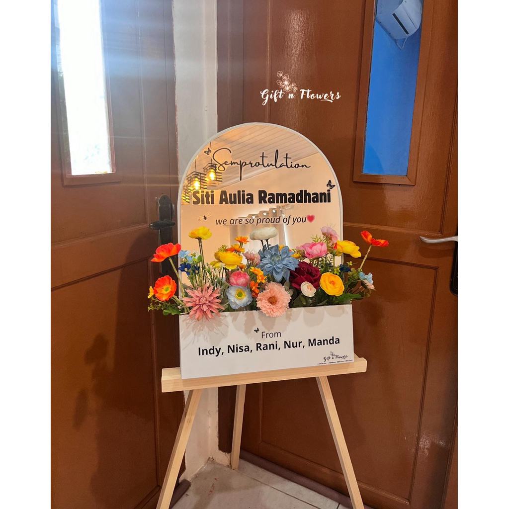 Jual Flowers Box Sign Mirror Oval 40x60 / Papan Bunga Kaca / Papan ...