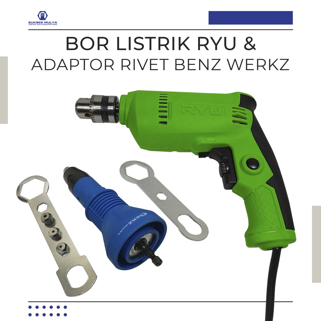 Jual Paket Rivet Gun Adapter Tang Rivet Elektrik Bor Listrik 10mm Mesin ...