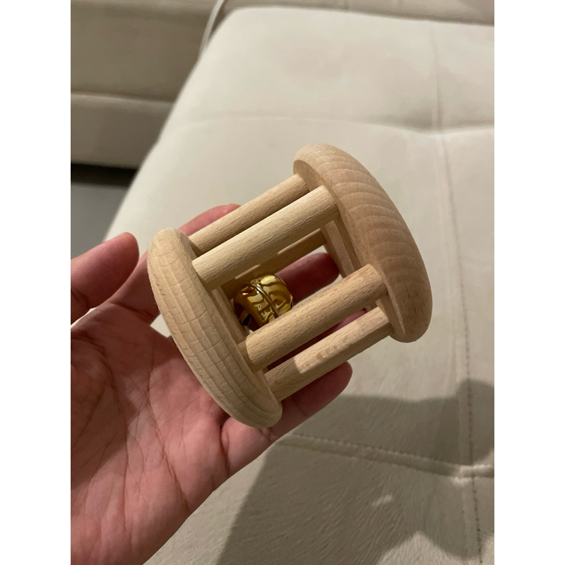Jual Preloved Bell wooden rattle - Montessori baby teether - Mainan ...