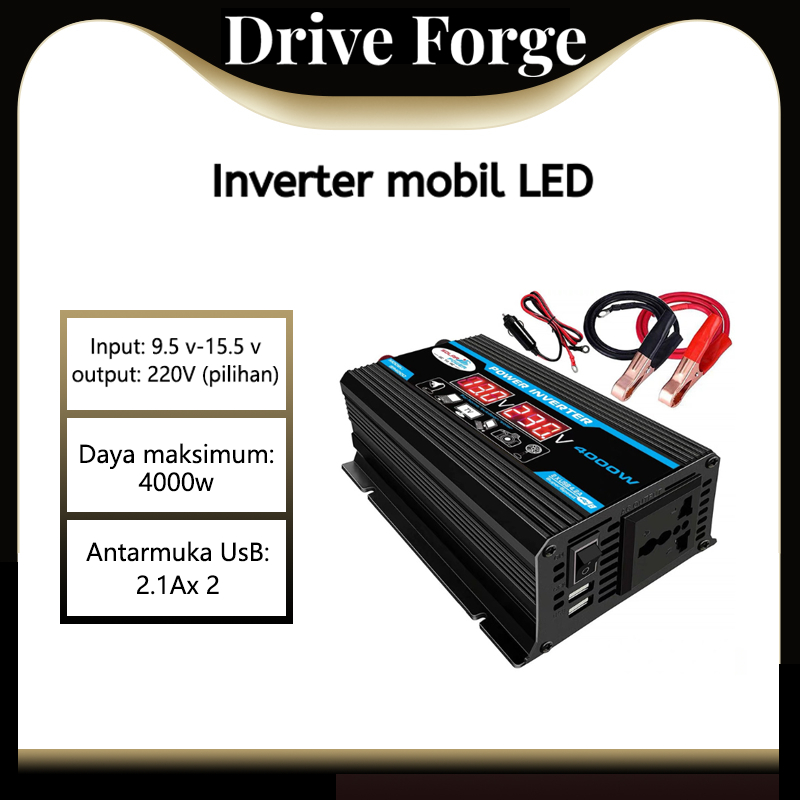 Jual 4000W Inverter Mobil 12V DC ke 220V AC Power Converter Tampilan ...