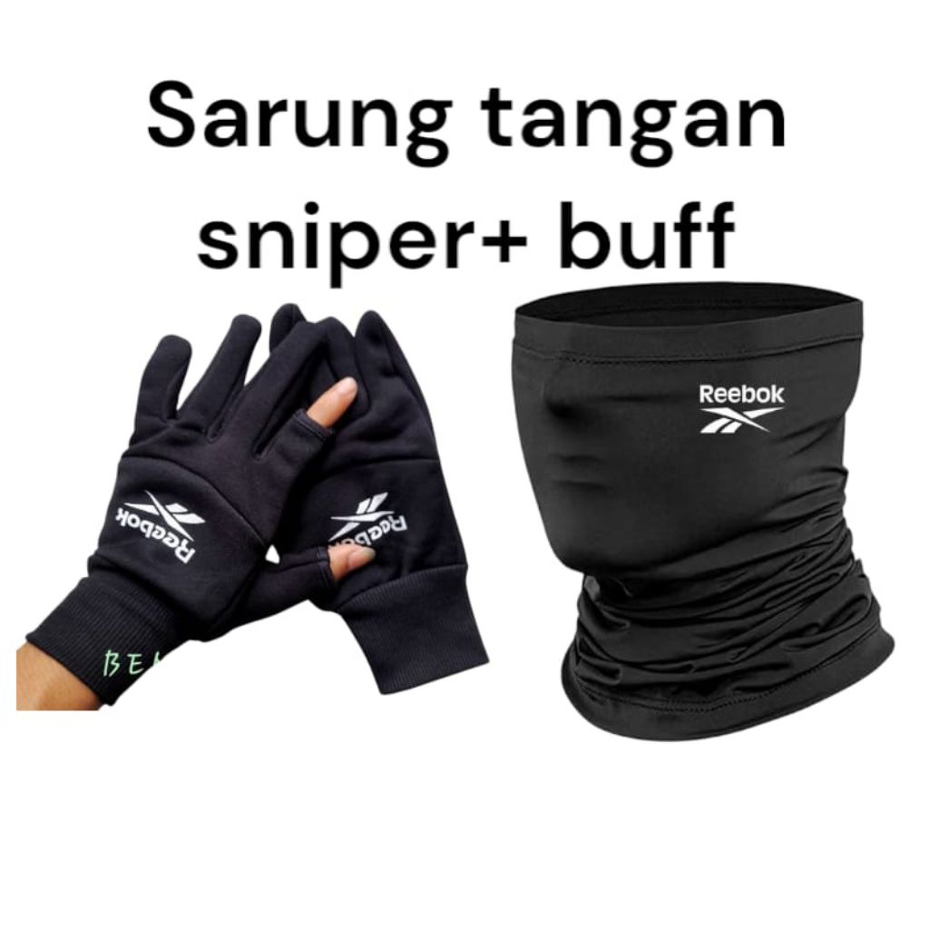 Paket Motoran Sarung Tangan Motor Dua Jari Terbuka Dan Buff