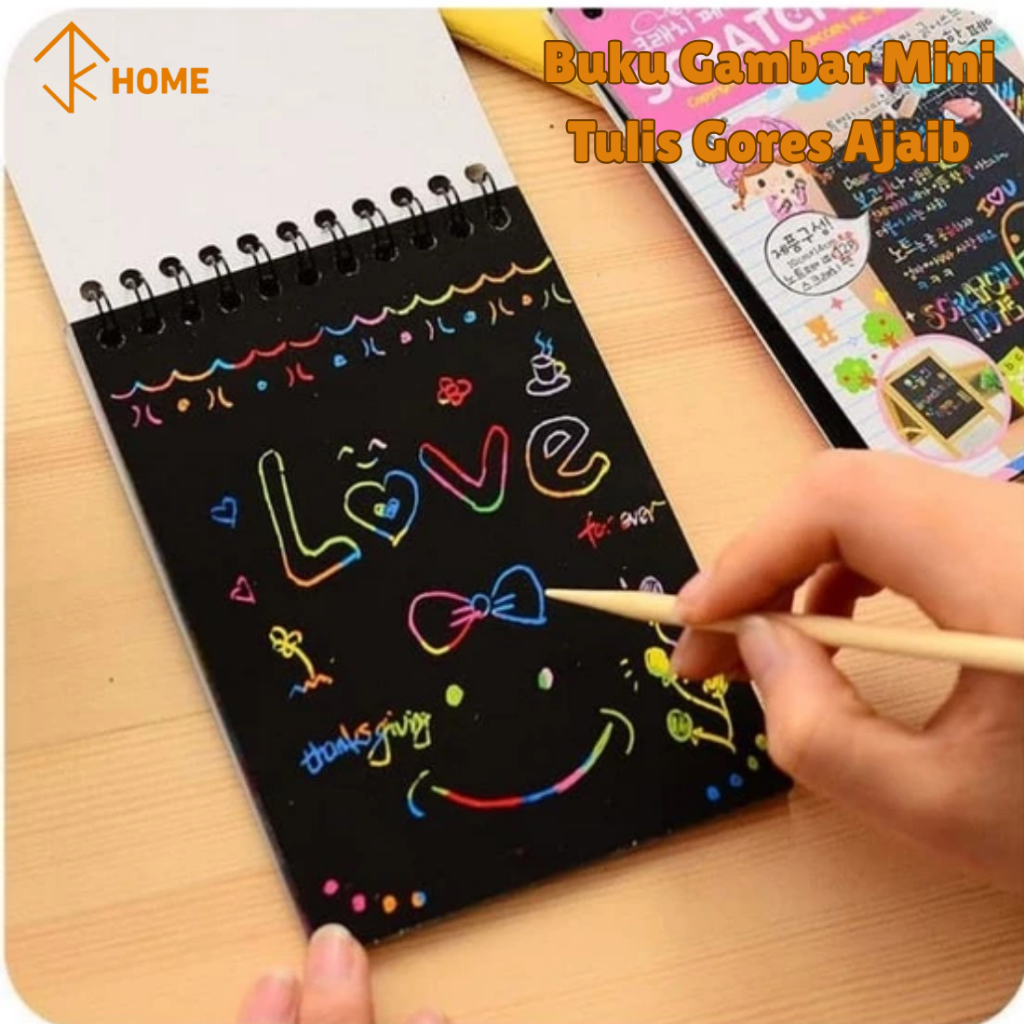 Jual Scratch Note Book Mini Buku Gambar Mini Tulis Gores Ajaib Warna ...