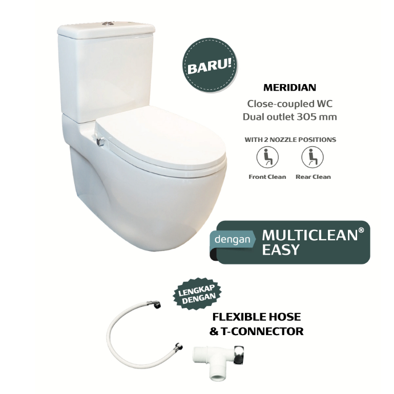 Jual Kloset Close-coupled WC Dual outlet ECO WASH Multiclean ROCA ...