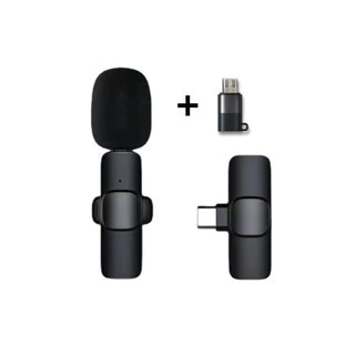 Microphone Nirkabel Mic Clip On Wireless Portabel Usb Type C Micro Lightning Ios Adapter