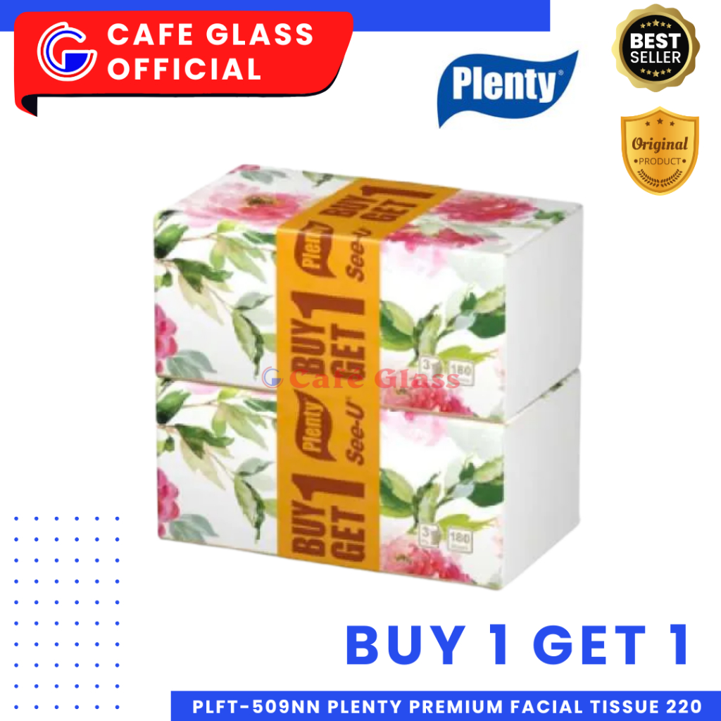 [Buy 1 Get 1] Tisu Kering Plenty 220 Sheets 3Ply / Tisu Pembersih Wajah Lembut / Facial Tissue 3Ply / Tisu Murah Promo