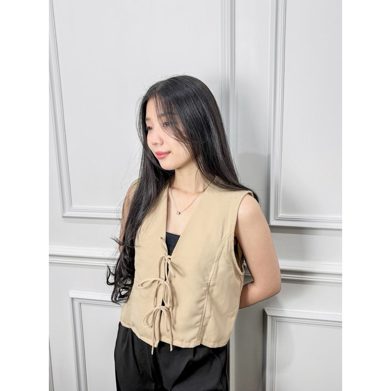 Jual Outer Wanita Korea Tanpa Lengan Tali Depan Rompi vest Stylish ...