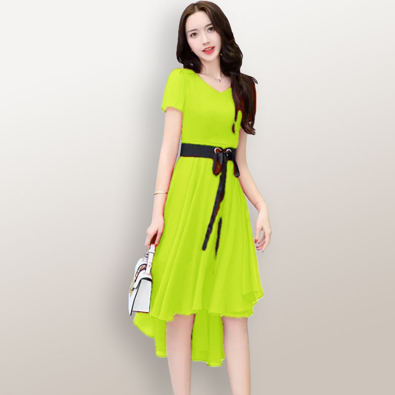 Jual Midi Dress lengan pendek sifon Wanita Gaya Korea Model terbaru - XSHOP  Moody | Shopee Indonesia