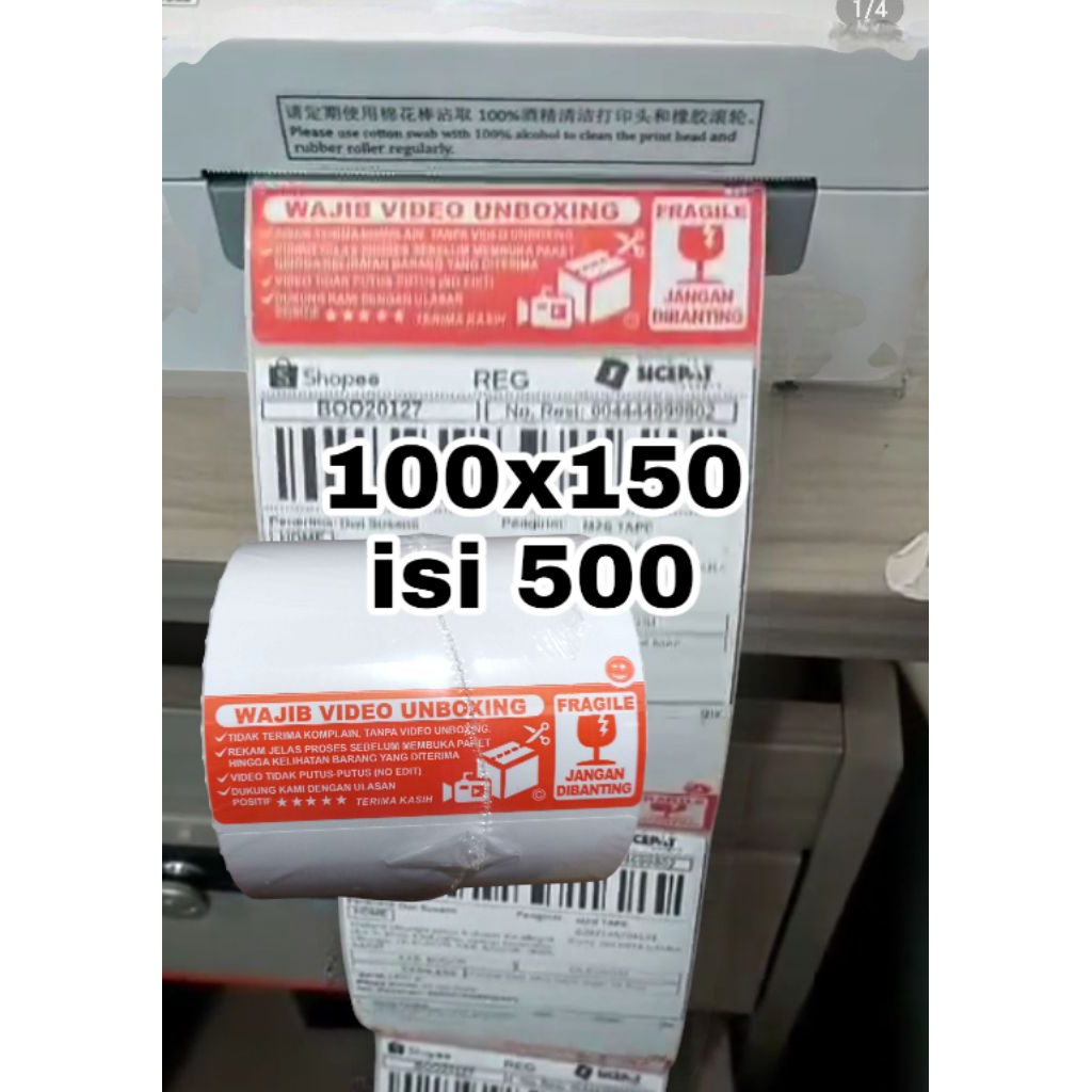 Jual label sticker shipping label awb kertas thermal 100x150 500 ...