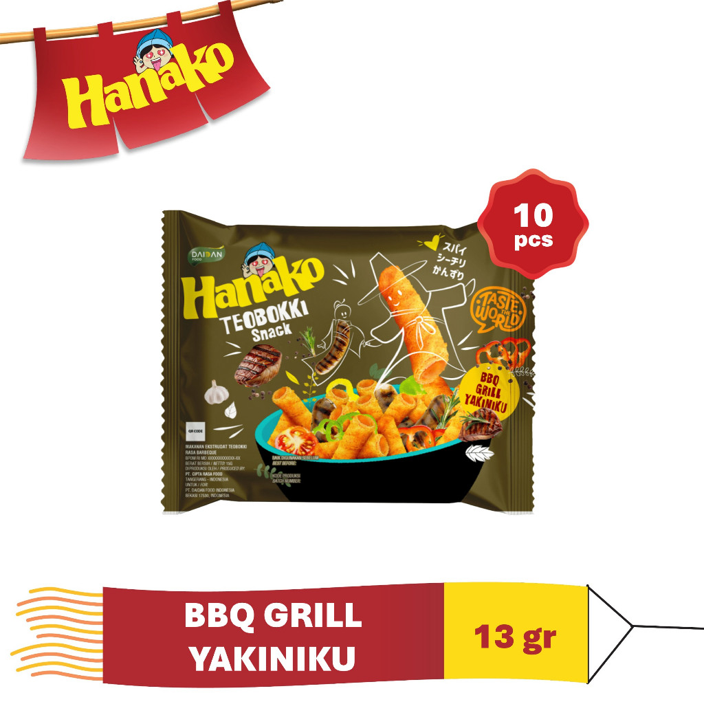 Jual Hanako Snack Teobokki BBQ Grill Yakiniku 10 x 13 gr | Shopee Indonesia