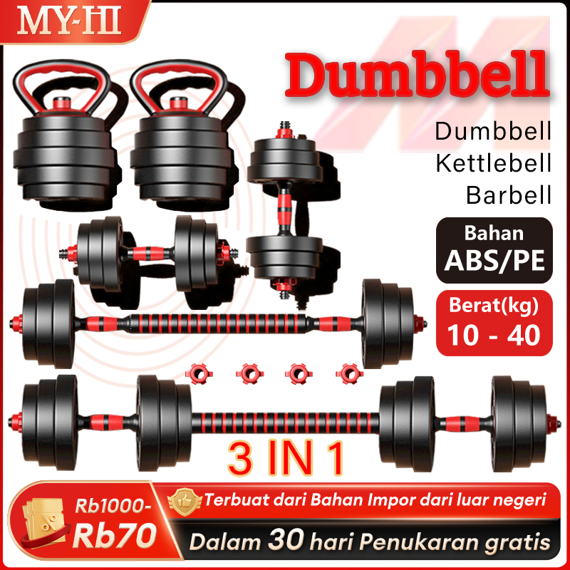 Jual MY-HI Dumbbell Set Kettlebell barbell 10kg 20kg 30kg 40kg Dumbel ...