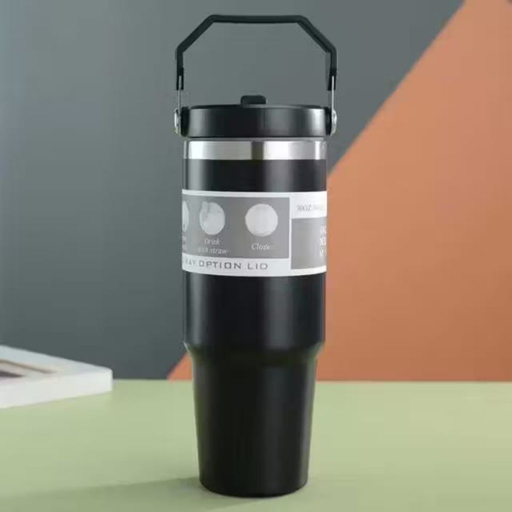 Tumbler Handle 1 Coffee Cup Termos Insulated Stainless Steel 900ml - foto 2