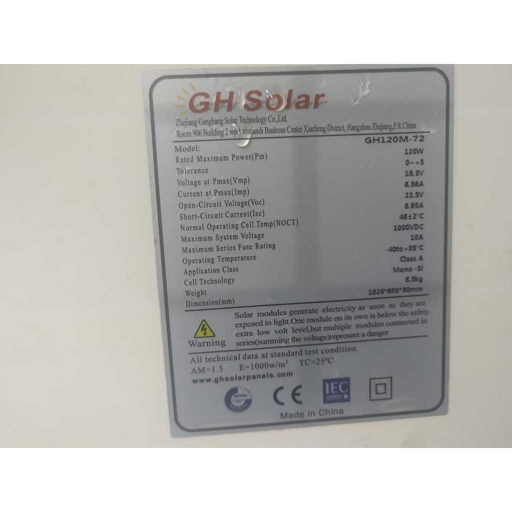 Jual Solar Panel Mono 120WP second high quality GH SOLAR, SUN ASIA DAN ...