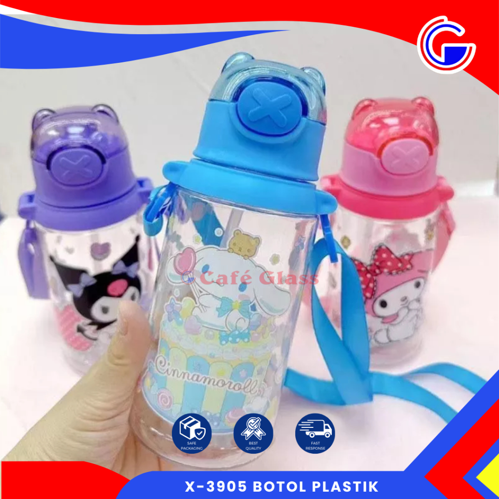 Botol Minum Anak Karakter Sanrio - Botol Minum Cinnamoroll Kuromi - Botol Minum Sedotan Silikon