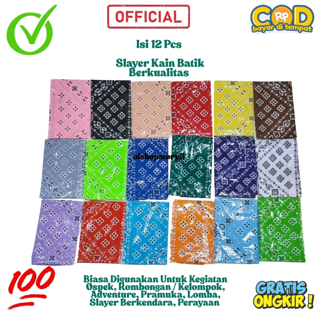 Jual 12 Pcs Slayer Motif Batik Dan Motif Gambar Model Segi Empat ...