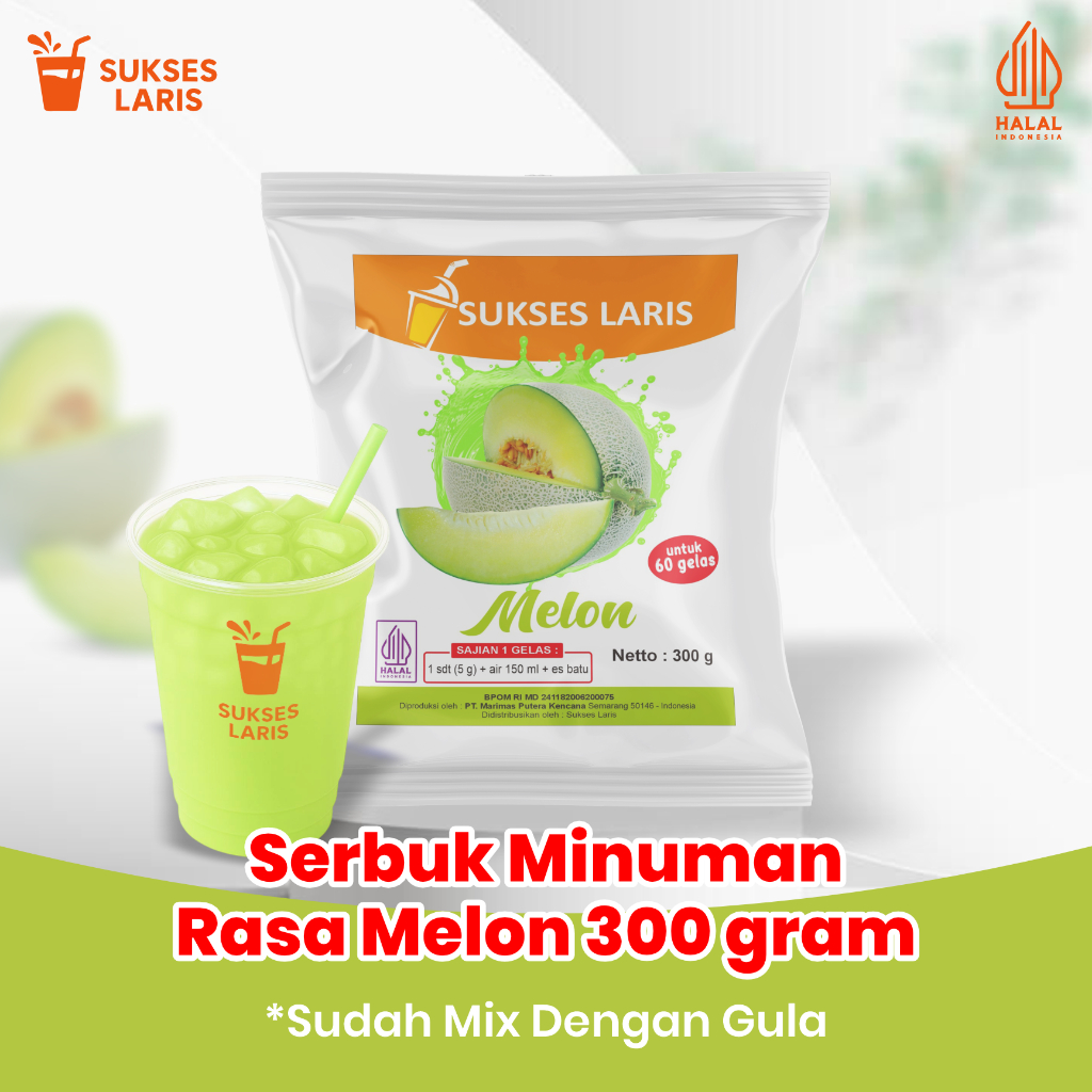 Jual POWDER MINUMAN RASA MELON 300 GRAM | BUBUK MINUMAN INSTAN MIX GULA ...
