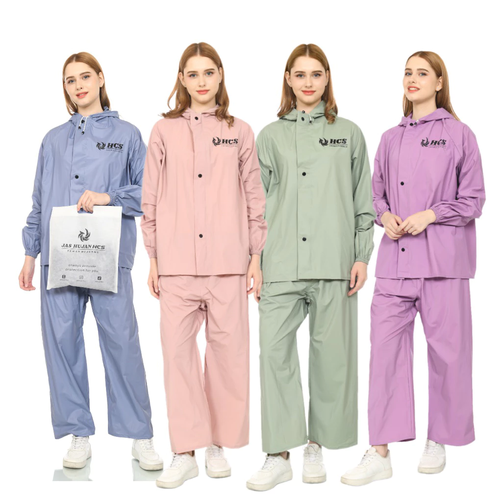 Hcs raincoat jas hujan wanita pvc anti air