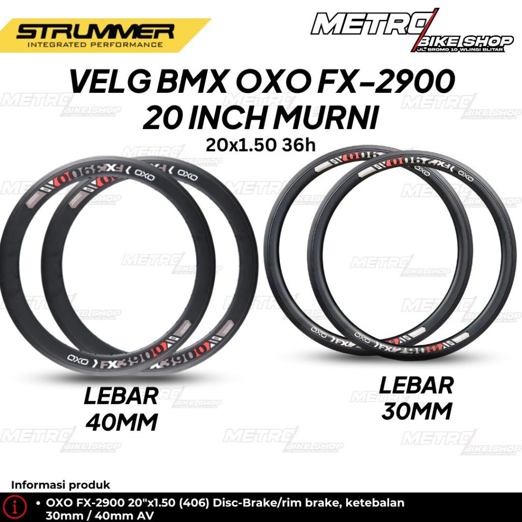 Jual Velg BMX OXO FX-2900 BMX 20 Murni 30mm 40mm untuk BMX 20 inch Velg ...