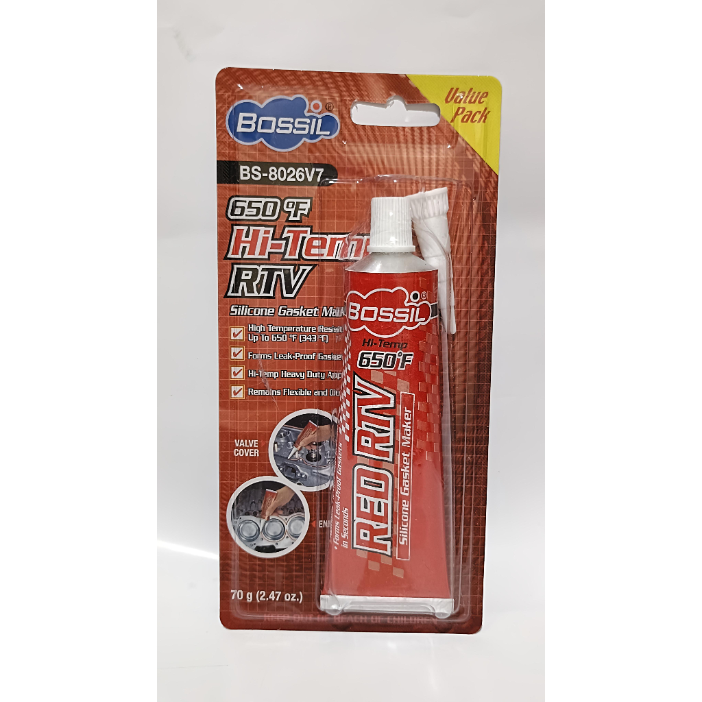 Jual LEM SILICONE GASKET MAKER RTV RED BOSSIL (BS-8026V7) UKURAN 70g ...