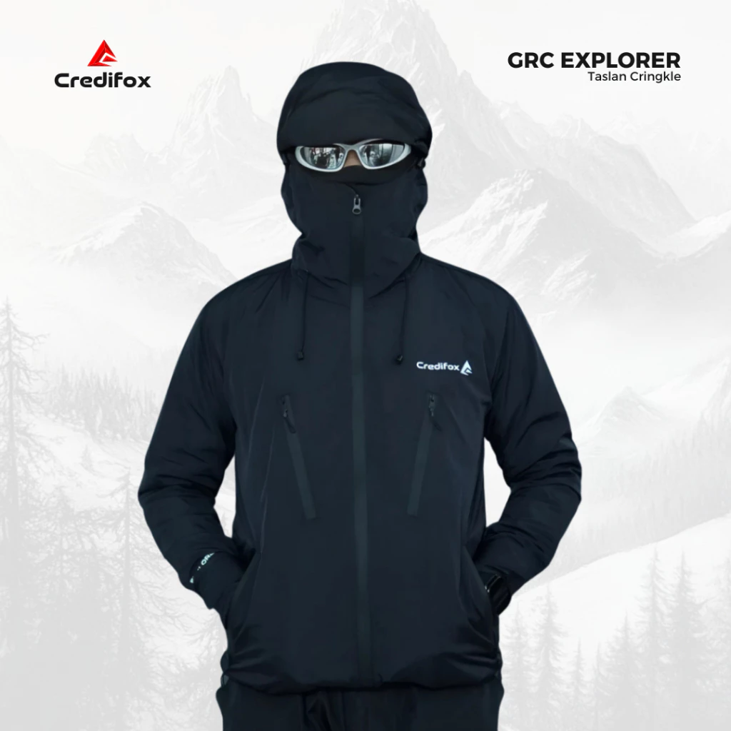 CREDIFOX Jaket Gorpcore Seri Explorer Bahan Taslan Cringkle Waterproof - Jaket Outdoor Gropcore