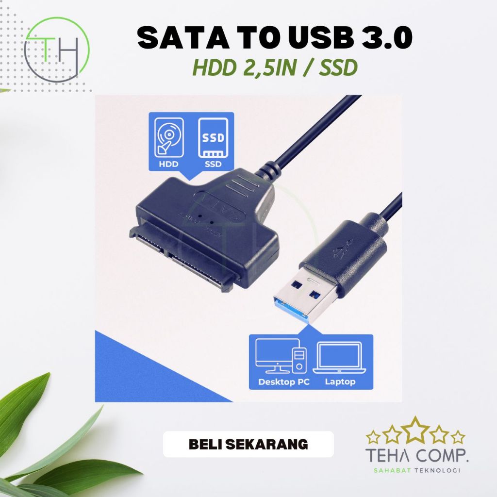 Jual Kabel USB 2.0 3.0 to SATA HDD Converter Sata SSD Hardisk Laptop ...