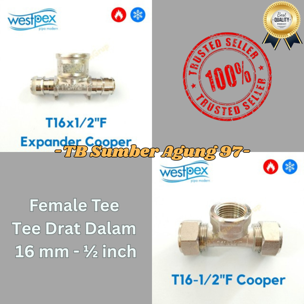Jual Female Tee Sambung WESTPEX 16-1/2F-16 / Fitting Pipa PEX Expander ...