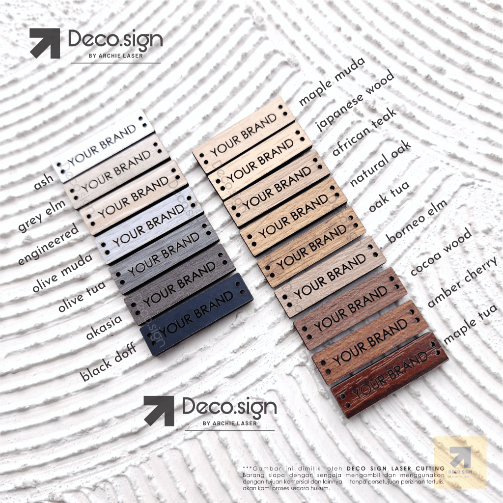 Jual Label Kayu Rebranding Hijab / Baju / Mukena / Produk Kerajinan ...