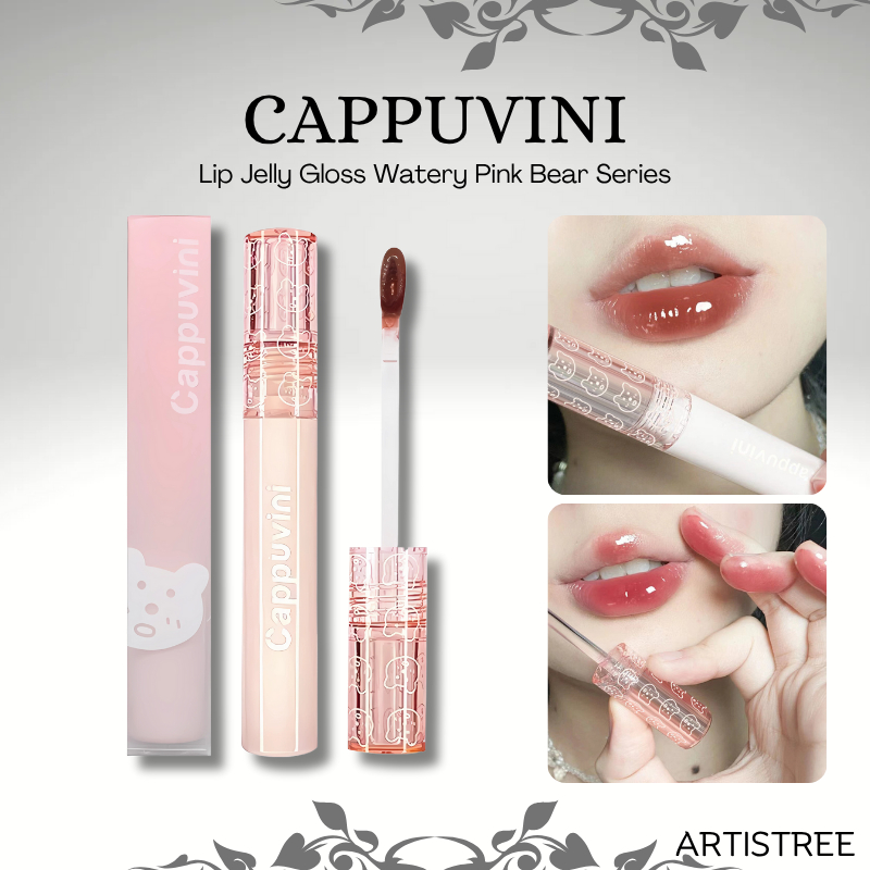 Jual CAPPUVINI Lipcream Lipstick Pink Bear Lip Jelly Gloss Glass Watery ...