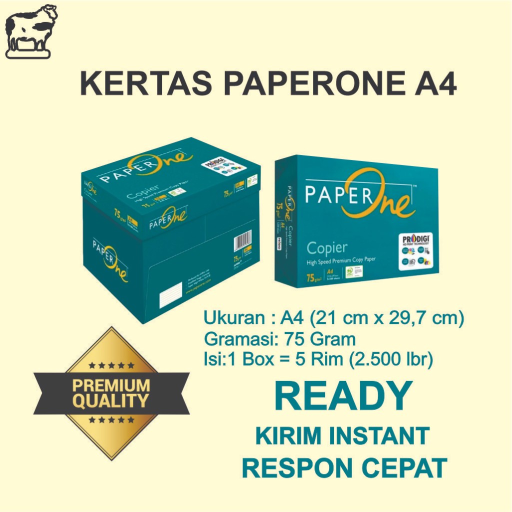 Jual Kertas Paperone HVS A4 75Grm 1 Box (5 rim) Copier High Speed ...